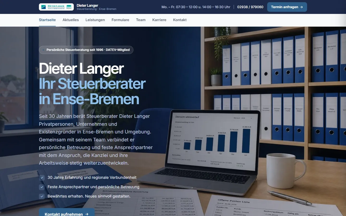 Startseite von steuerberater-langer.de im Desktop-Browser
