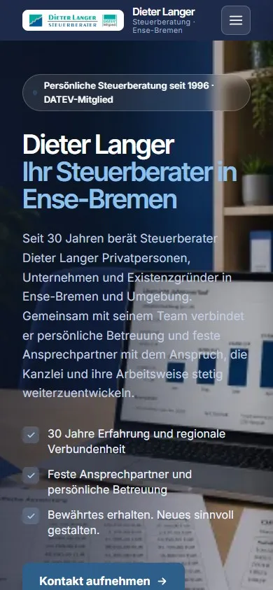 Startseite von steuerberater-langer.de auf dem Smartphone